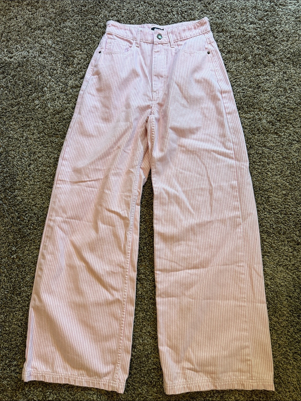Nasty Gal Pink Striped Wide-Leg Jeans